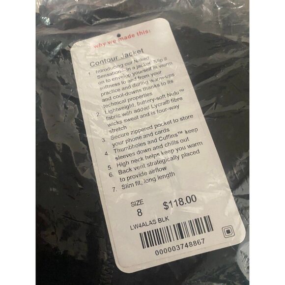 Lululemon Contour Jacket  Size 8  Nulu - Picture 8 of 8